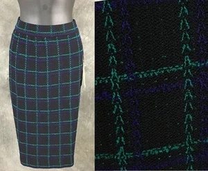 NWT NEW St John collection black green multi knit skirt size 8 - Picture 1 of 4