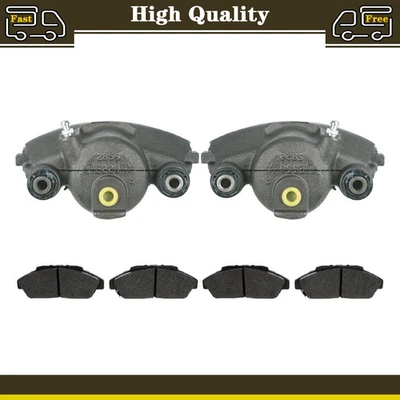 Pinzas de freno delanteras izquierda + derecha y pastillas metálicas para Dodge Stratus 1995-2000 Foto 1 de 4