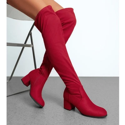 Mujeres Botas Sobre la Rodilla Hasta el Muslo Largas Elásticas Botas Sexy Botines de Invierno Foto 1 de 4