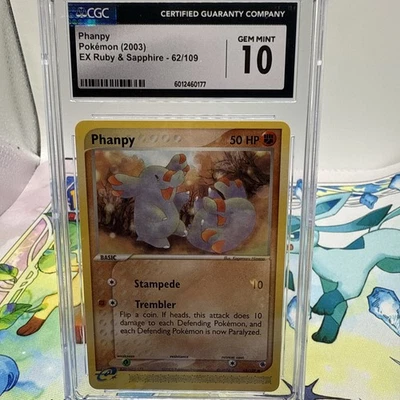 Pokemon 2003 EX Ruby and Sapphire - Phanpy - 62/109 CGC GEM MINT 10 - Image 1 of 4