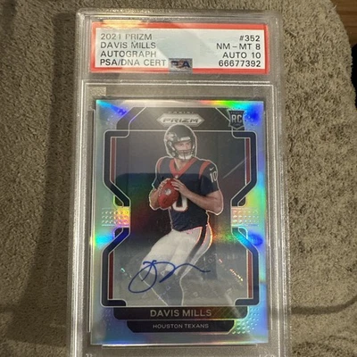 2021 Prizm Davis Mills Rookie Auto Silver PSA 8 AUTO 10  - Image 1 of 2