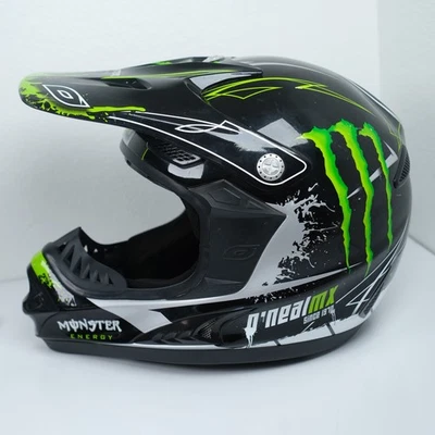 O'Neal MX Monster Energy Drink Helmet Motocross Extreme Sports Black Green - Image 1 of 4
