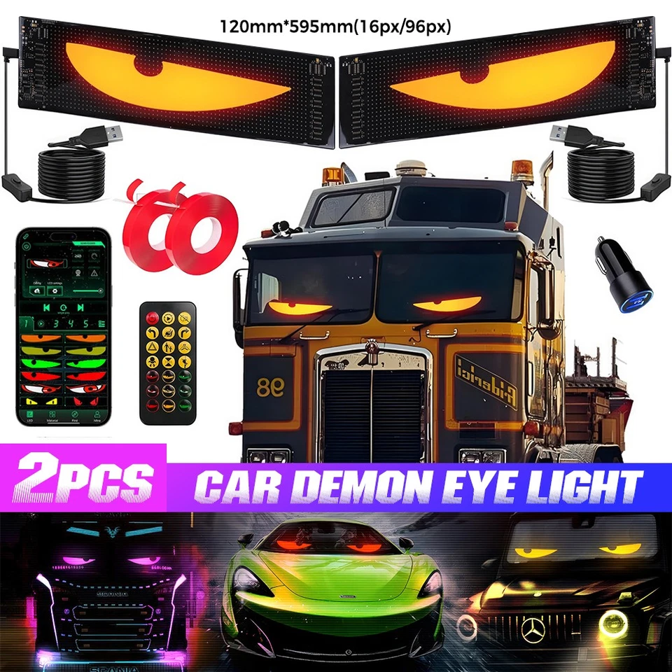 DIY Truck Specific Devil's Eye LED Screen Car Eye Light Truck Dynamic LED Light - image 1 of 4