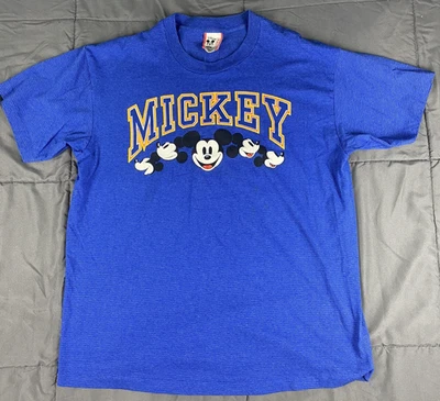 Camiseta De Colección Diseños Disney Para Hombres Mickey Mouse L/XL Azul Hecha en EE. UU. Puntada Única Foto 1 de 4