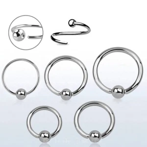 10pcs Surgical Steel FIXED BALL Captive Bead Ring Earring Septum 20G 18G 16G 14G - Picture 1 of 3