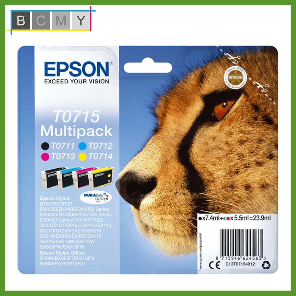 Original Epson T0715 Tintenpatronen Gepard Set T0711 T0712 T0713 T0714 - Bild 1 von 1
