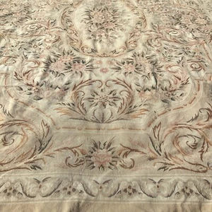 Vintage French Aubusson wool hand knotted HANDMADE rug 405 X 290cm - Picture 1 of 12