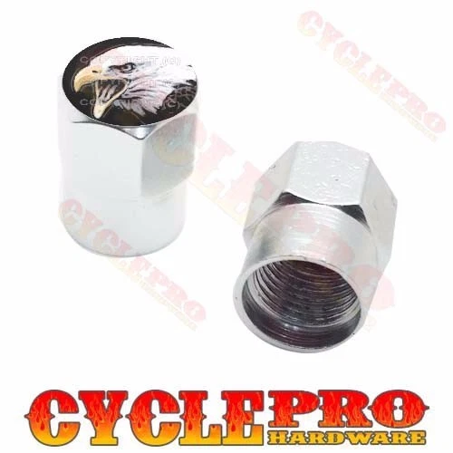 2 Tapas de válvula personalizadas de aluminio Billet plateadas hexagonales para motocicleta - EE. UU. BALD EAGLE Foto 1 de 1