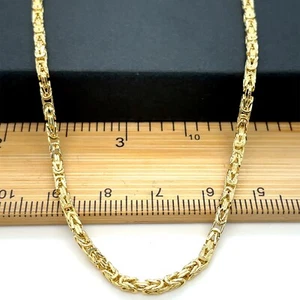 9ct Solid Yellow Gold 2mm Byzantine King Chain Necklace 16 18 20 22 24 Inch New - Picture 1 of 15