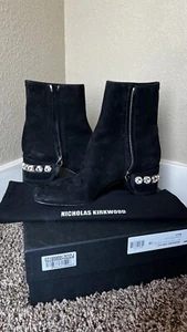 Nicholas Kirkwood Round Toe Crystal-Embellished Ankle Boots With Box - Picture 1 of 6