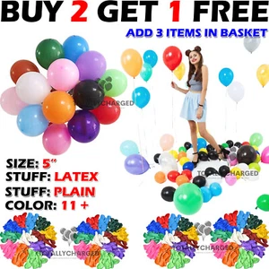 Globos de látex lisos de 5"" 10"" 12"" pulgadas al por mayor fiesta cumpleaños 100 boda Reino Unido - Imagen 1 de 14