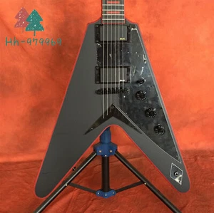 Guitarra Eléctrica Personalizada Flying V Negra 6 Cuerdas Cuerpo Caoba Sólido Pastillas HH - Imagen 1 de 9