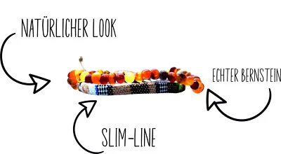 Bernsteinarmband 100% Natur Bernstein 2er Set Surfer-Armband Herren  Damen 00253 - Bild 1 von 4