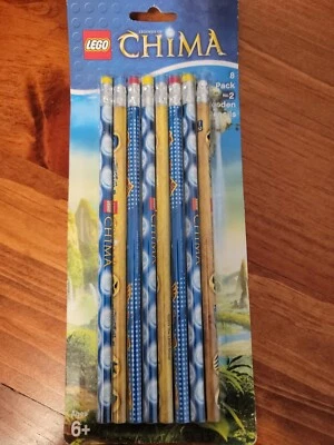 Brand New Lego Chima Pencil Set 8 Wooden Pencils No. 2 w/Eraser 2013 Vintage - Image 1 of 2