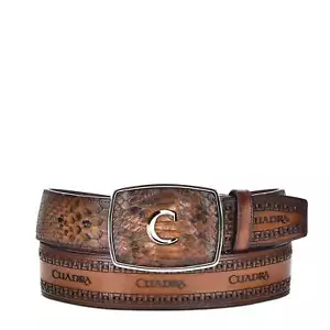 CV397PI - Cuadra brown fashion cowboy python leather belt for men - Picture 1 of 4