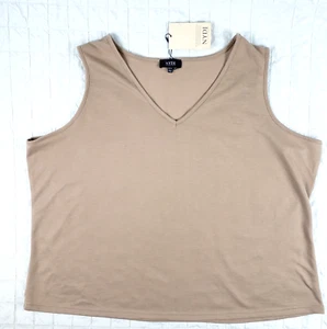 NUEVO CON ETIQUETAS NYDJ Mujer 1X Camiseta sin mangas Bronceada Cuello en V Sin mangas Ligera Elastizada NUEVA - Imagen 1 de 10