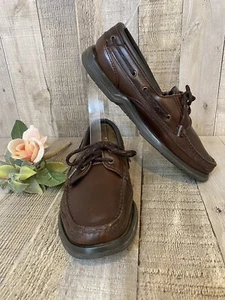 Sebago Docksides Schooner Dark Brown Leather Loafer Boat Shoes Mens SZ 7M - Picture 1 of 17