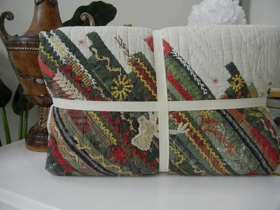 POTTERY BARN WINTER DREAMS HANDCRAFTED QUEEN CHRISTMAS TREE REVERSIBLE QUILT NEW - Image 1 of 4