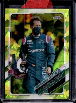 2021 Topps Chrome Sapphire F1 Sebastian Vettel Refractor Chartreuse #27/199 - Image 1 of 2