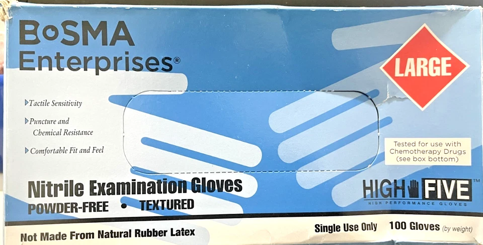 ПЕРЧАТКИ ДЛЯ ОСМОТРА НИТРИЛОМ BOSMAENTERPRISE. Новый большой размер - Изображение 1 из 2