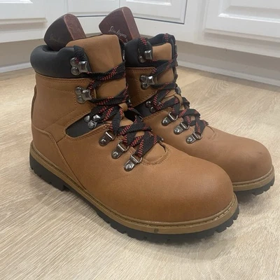 OZARK TRAIL Red Lace Brown Waterproof Leather Hiking Boots Men's Size 8 - Image 1 of 4