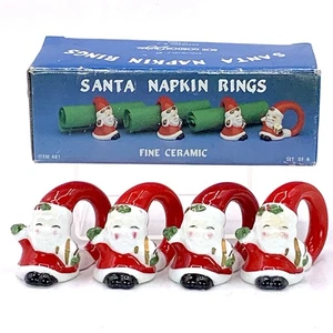 Juego de 4 servilletas vintage de cerámica de Navidad de Papá Noel diseños Ron Gordon Corea 1980 - Imagen 1 de 13