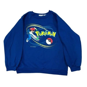 Vintage Pokemon Sweatshirt Kid's Size 7 Blue Pullover Crewneck Nintendo Youth - Picture 1 of 10
