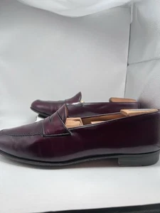 SALVATORE FERRAGAMO Penny Mocasín Cuero Borgoña Zapato Sin Cordones Hombres 9 2E Italia - Imagen 1 de 7