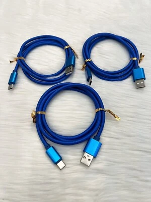 3 Pack 3ft USB to Type C Cable Fast Charger Charging Data Sync Fabric Cord - Image 1 of 3