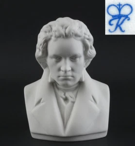 9944077 Porcelain Figurine Bust Ludwig Van Beethoven White Kämmer H12cm - Picture 1 of 1