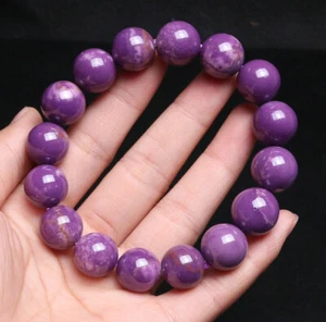 13.5mm Natural Phosphosiderite Purple Gemstone Round Beads Bracelet AAA C0124 - Picture 1 of 7