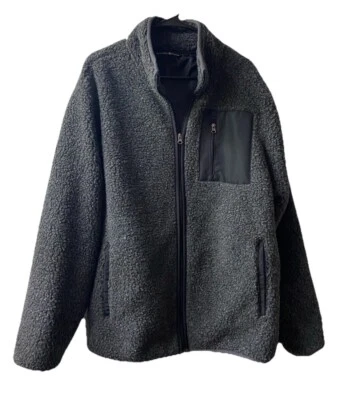 Chaqueta polar Beverly Hills Polo Club para hombre XL negra gris oscura bolsillo con cremallera completa nueva con etiquetas Foto 1 de 4