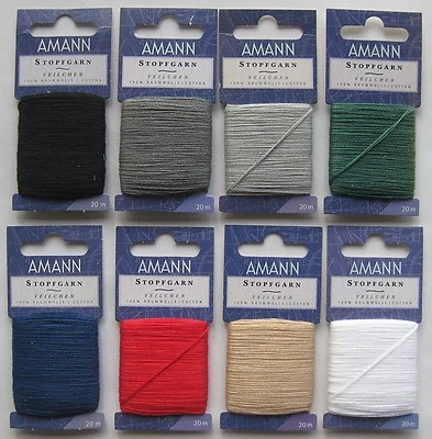 0,06€/m Amann Veilchen Stopfgarn 20m 100% Baumwolle Farbe mercerisiert 4-fach