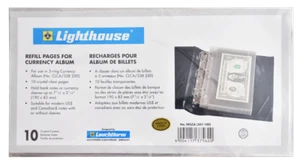 Lighthouse Refill Pages for Classic Single Pocket Currency Album (Pack of 10) - Picture 1 of 1