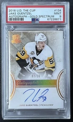 2016-17 UD Upper Deck The Cup Jake Guentzel #134 RC Gold Rookie Auto /36 PSA 9 - Image 1 of 2