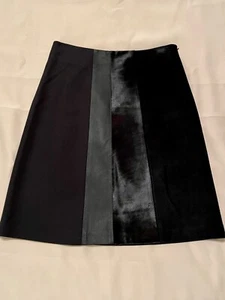 Theory Black Calf and Lamb Leather and Suede Skirt 6 Small - Picture 1 of 6