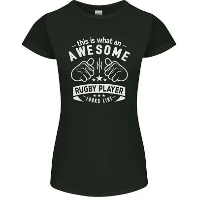 An Awesome Rugby Player Looks Like Union Womens Petite Cut T-Shirt - Image 1 of 4