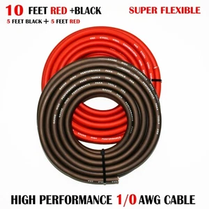 1/0 Gauge Wire RED/BLACK , Amplifier Power/Ground Amp Wire 10 Feet Cable Roll - Picture 1 of 1