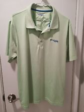 Columbia PFG Polo Shirt Mens Medium Green Short Sleeve Vented Casual Fish Button