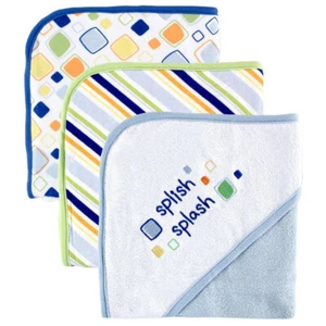 Luvable Friends Baby Boy Cotton Terry Hooded Towels, Blue, One Size - Picture 1 of 1