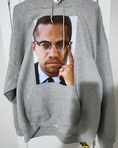 Graphic hoodie guildan brand Malcolm X Leader color Black Size XL Heavy Blend - Picture 1 of 5