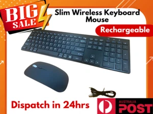Slim Wireless Keyboard Mouse Set 2.4G/Bluetooth Rechargeable For Mac PC Computer - Picture 1 of 8