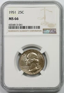 1951 25C NGC MS 66 (Toned) Washington Silver Quarter - Picture 1 of 2