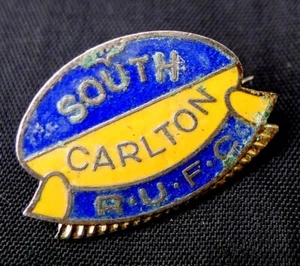 OLD SOUTH CARLTON RUFC RUGBY UNION FOOTBALL CLUB BADGE, NSW BRASS & ENAMEL PIN - Picture 1 of 7