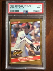 1986 Donruss Highlights — Steve Carlton — Notches 4000th K — MINT PSA 9 — pop 75 - Picture 1 of 3