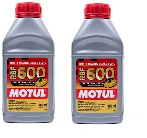 MOTUL RBF600 LINHA DE FÁBRICA 100% SINTÉTICO PONTO 4 FLUIDO DE FREIO DE CORRIDA PACOTE COM 2 100949 - Imagem 1 de 1