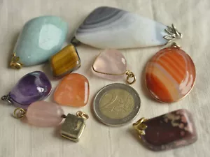 Lot de 10 pierres fines en pendentif - vintage - Imagen 1 de 9