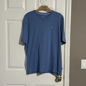 Tommy Bahama T-Shirt Herren Medium V-Ausschnitt gesticktes Logo blau kurzarm Golf - Bild 1 von 9