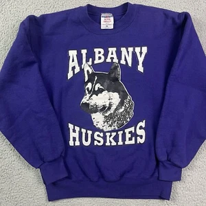 Vintage Albany Huskies Pullover College lila Sweatshirt mit Rundhalsausschnitt Gr. Small - Bild 1 von 5