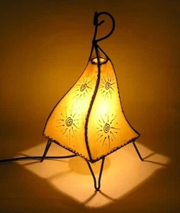 Oriental Marroquí Lámpara de Pie Cuero Lámpara de Henna Luz - Imagen 1 de 23